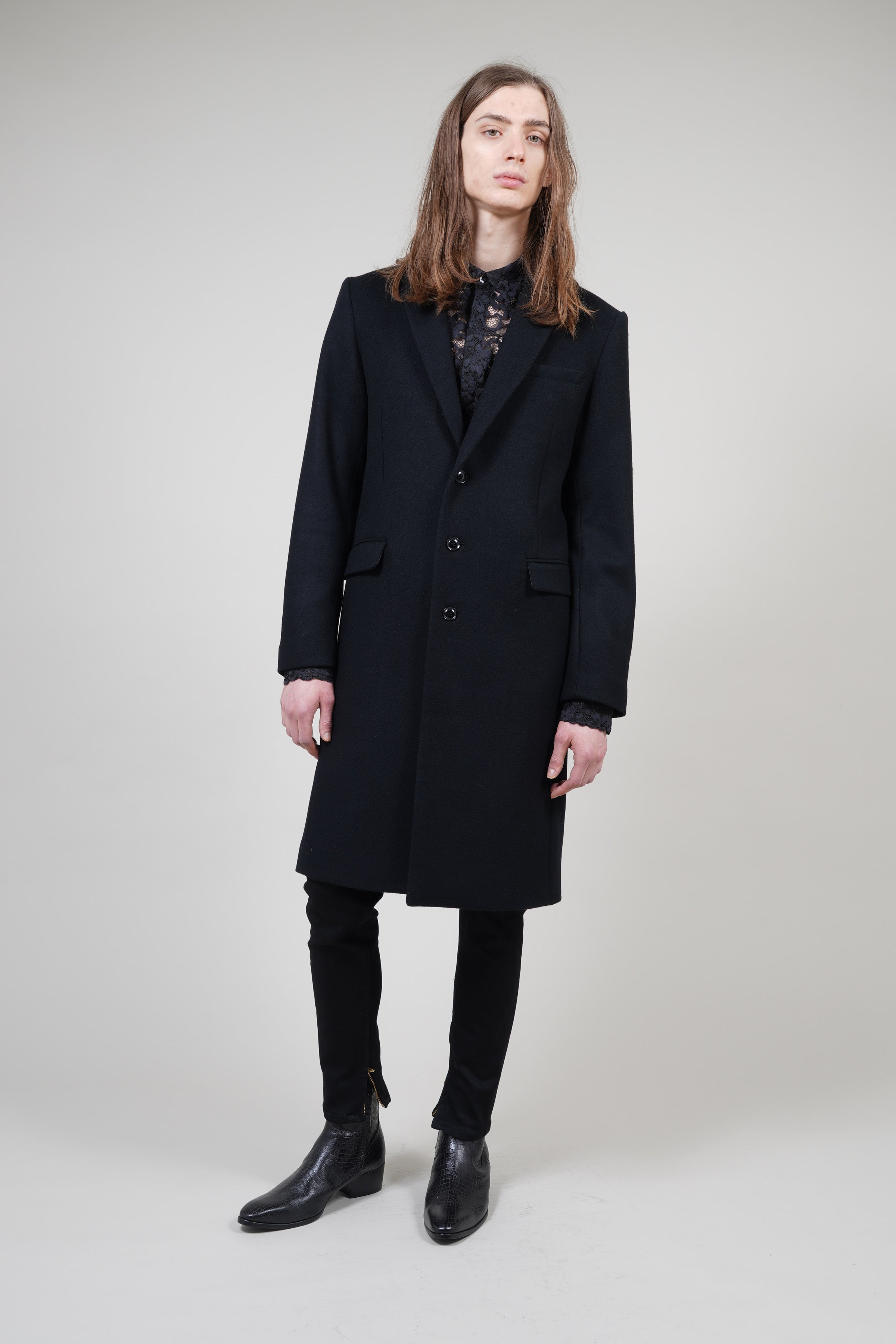 裾ジップ スリット ストレッチ デニムパンツ BLACK | GALAABEND 裾ジップ スリット ストレッチ デニムパンツ BLACK | GALAABEND